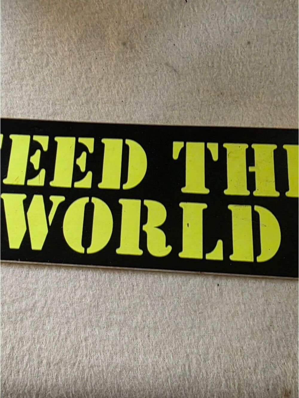 Vintage 1985 Feed the World Farm Aid Era Bumper Sticker NOS Button-Up